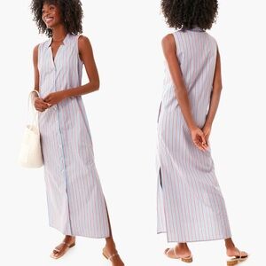 Tuckernuck Pomander Place Dress Size XXS Striped Lara Midi Blue Pink Button Maxi